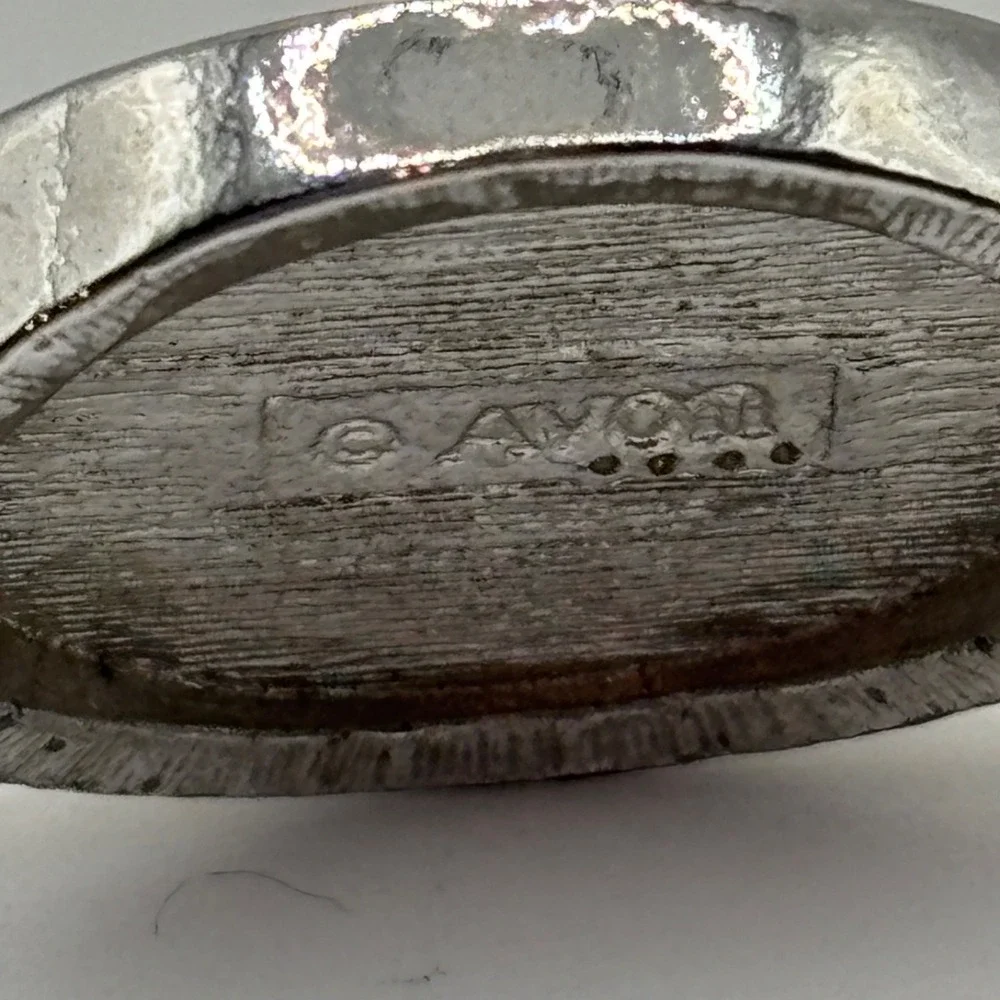 Vintage Abalone Avon Silver Gold Two Tone Hinged Bracelet